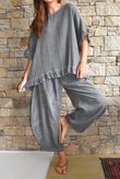 Frame Hopsack Frill Box Top Washed Charcoal